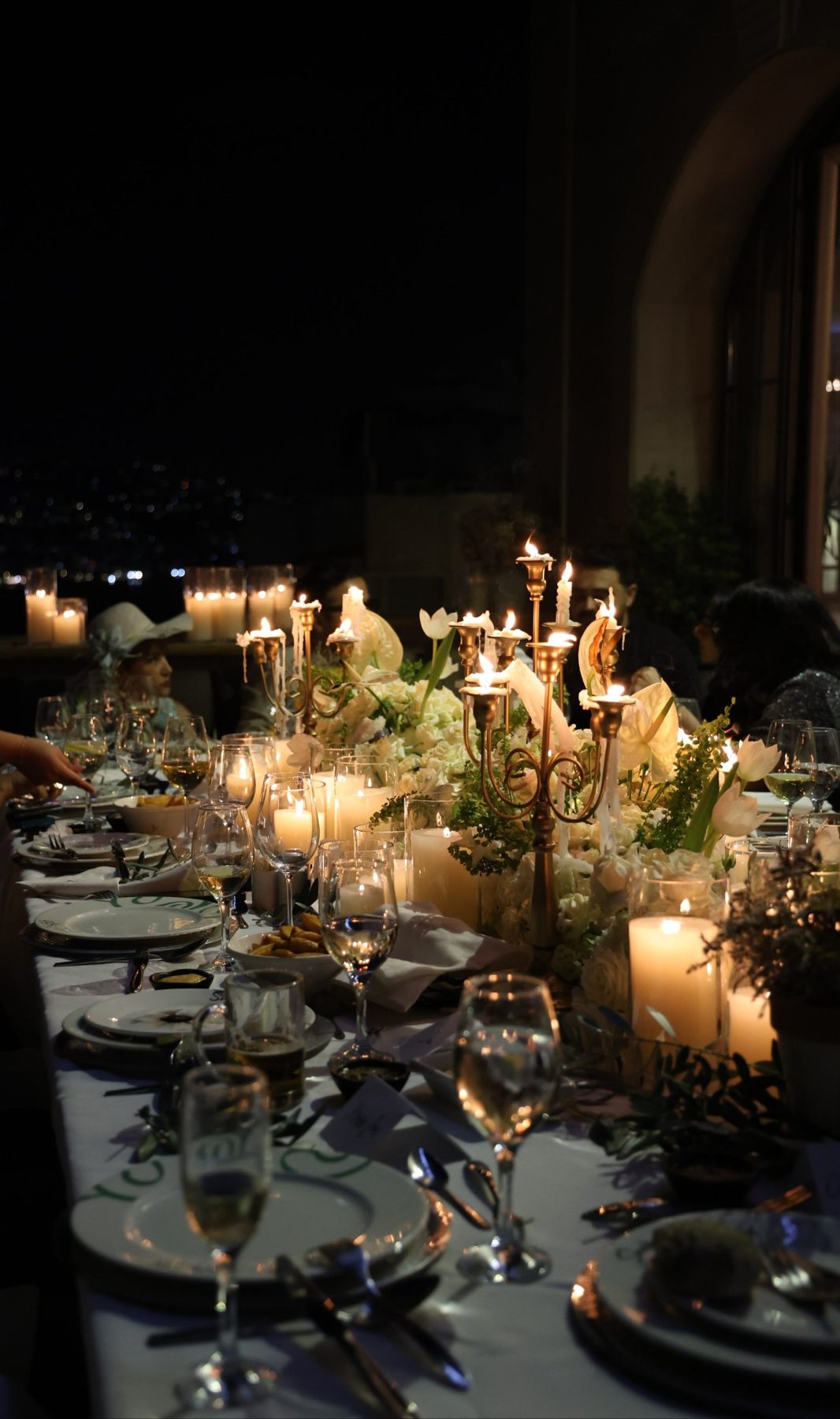Candlelit private dinner table