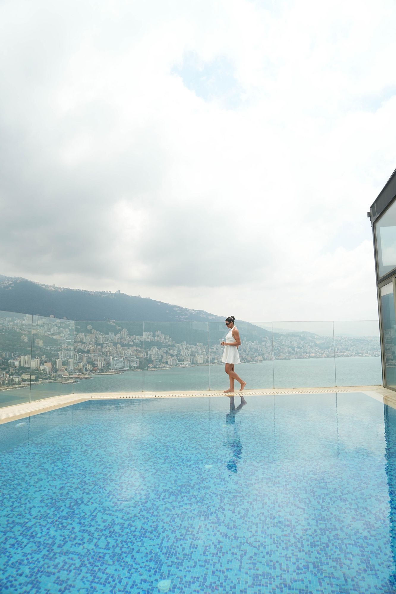 Wedding photos on the rooftop over Jounieh Bay